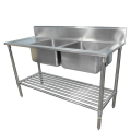 Stainless Steel Economical Single / Double Bowl Sink Bench / Work Table Kitchen Wash Sink with Under Shelf